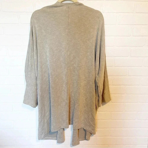 Anthropologie DONNI. Ribbed Open Front Sweater Cardigan beige OSFA - Picture 7 of 9